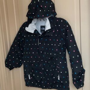 The North Face Black winter coat with Colorful Dots